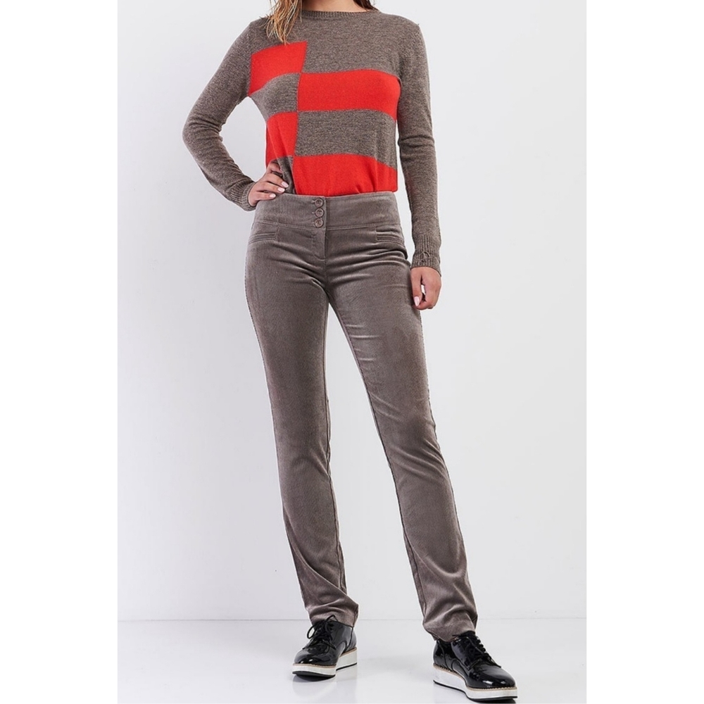MID RISE CORDUROY GRAY PANTS